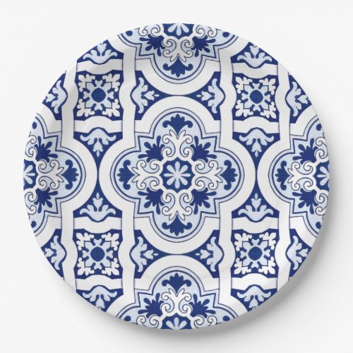 Portuguese blue tile paper plates