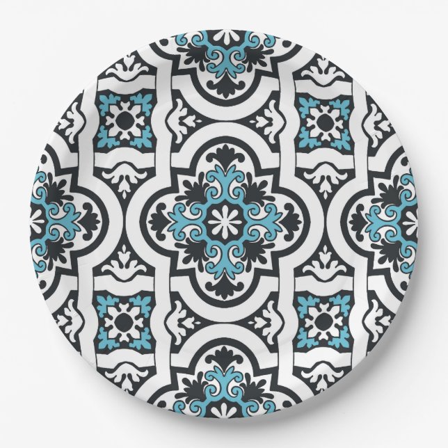 Portuguese blue tile paper plates (Front)