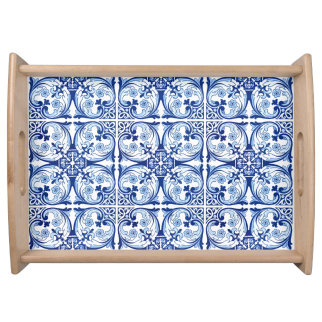 Portuguese blue tile serving tray (Front)
