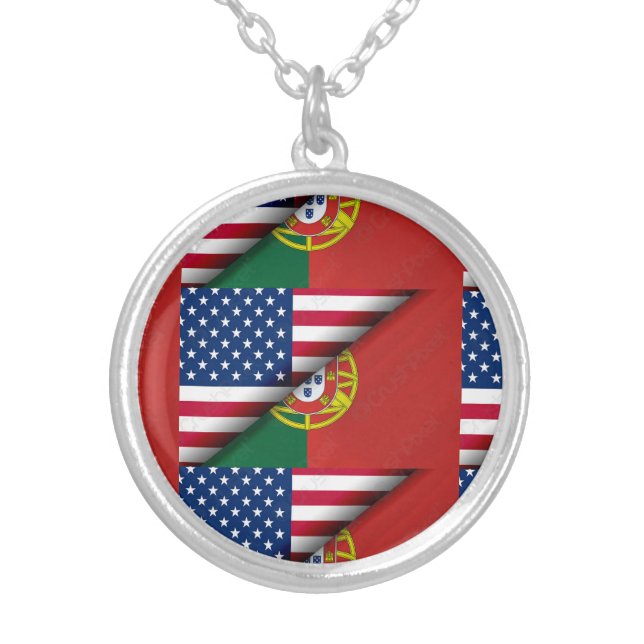 Portuguese blue tile silver plated necklace (Front)