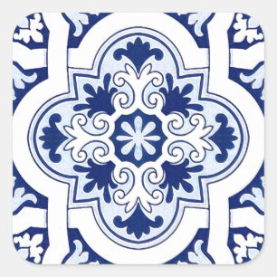 Portuguese blue tile square sticker