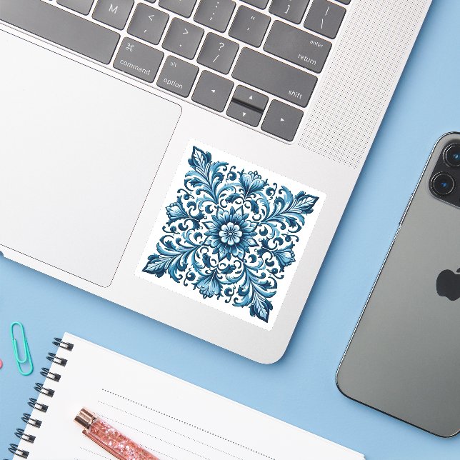 Portuguese blue tile sticker (Laptop w/ iPhone)