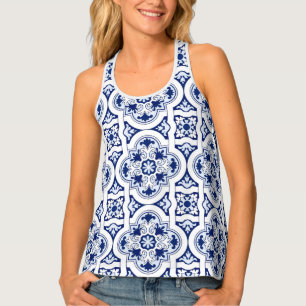 Portuguese blue tile tank top