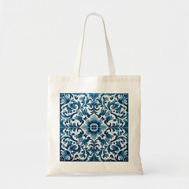 Portuguese blue tile tote bag (Front)