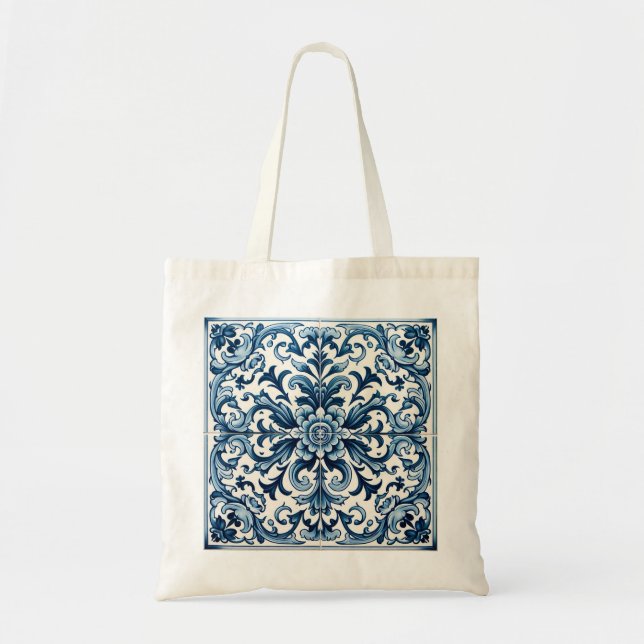 Portuguese blue tile tote bag (Front)