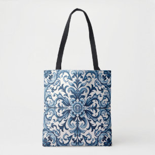 Portuguese blue tile tote bag