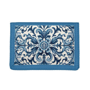 Portuguese blue tile trifold wallet