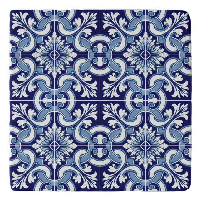 Portuguese blue tile trivet (Front)