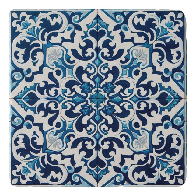 Portuguese blue tile trivet (Front)