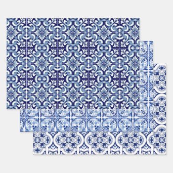 Portuguese Blue Tile Wrapping Paper Sheets by PedroVale at Zazzle