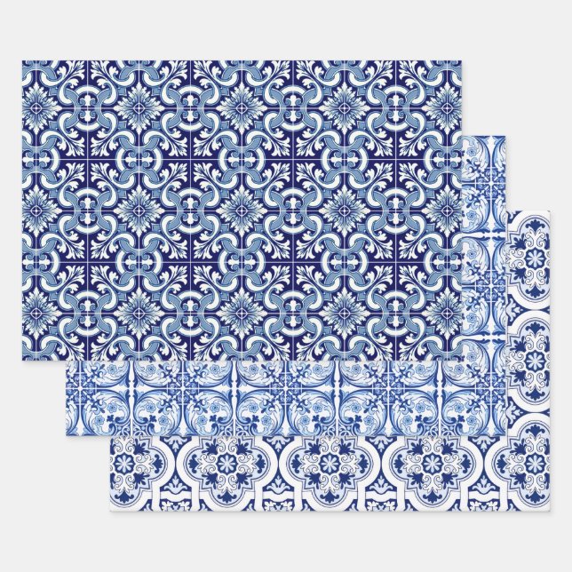 Portuguese blue tile wrapping paper sheets (Set)