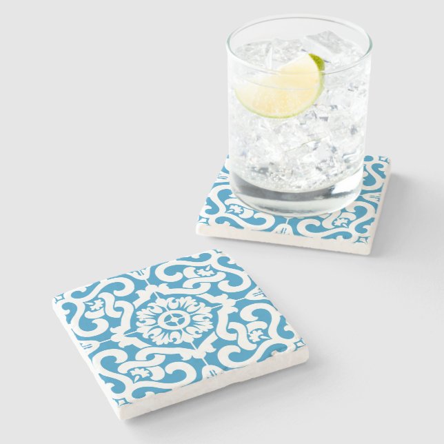 Portuguese blue tiles 1 stone coaster (Side)