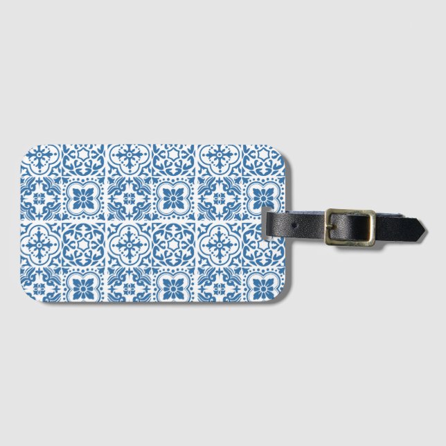 Portuguese blue tiles 2 luggage tag (Front Horizontal)