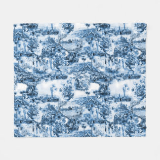 Portuguese blue tiles romantic scene pattern fleece blanket