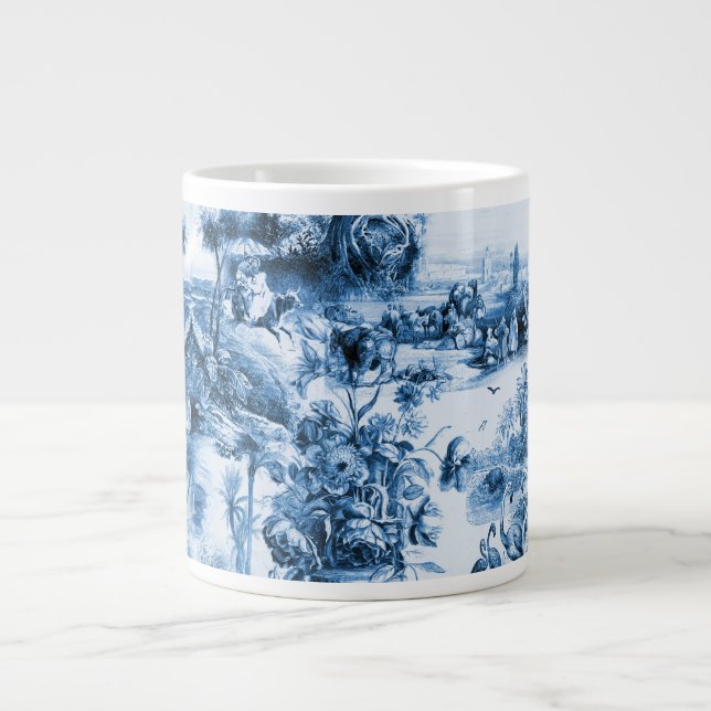 Portuguese blue tiles romantic scene pattern giant coffee mug (Front)