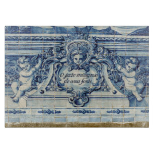 Portuguese blue tiles with two angels cutting board