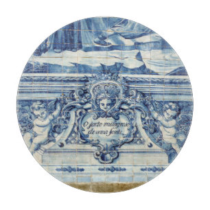 Portuguese blue tiles with two angels cutting board