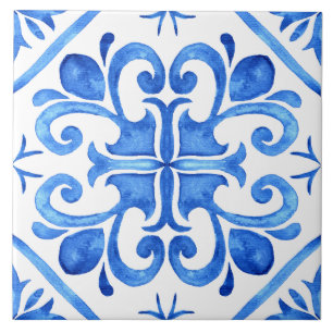 Portuguese Blue White Azulejo  Ceramic Tile