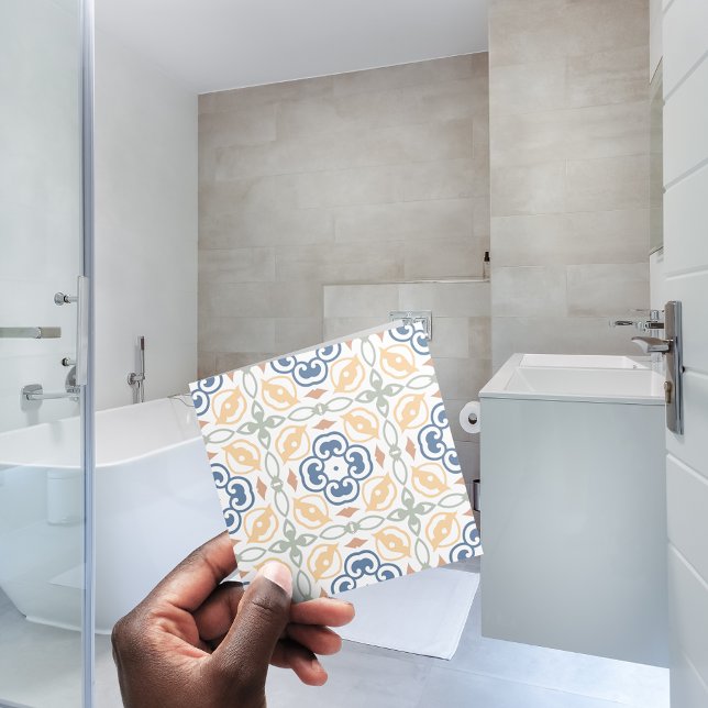 💙💛Portuguese Blue Yellow Seamless Pattern  Ceramic Tile (Creator Uploaded)