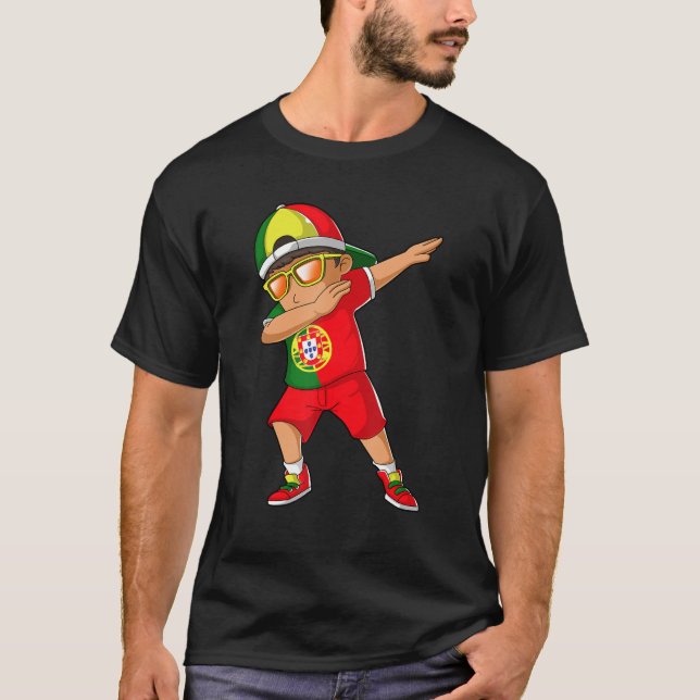 Portuguese Boy Dabbing Dance Portugal Roots Herita T-Shirt (Front)