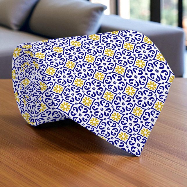 Portuguese Bridal shower Mediterranean tile Neck Tie (Creator Uploaded)