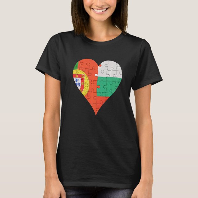 Portuguese Bulgarian Flag Heart   T-Shirt (Front)