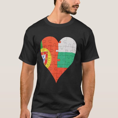 Portuguese Bulgarian Flag Heart T_Shirt