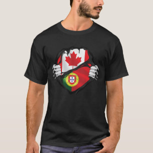 Portuguese Canadian Hands Ripped Roots Flag T-Shirt