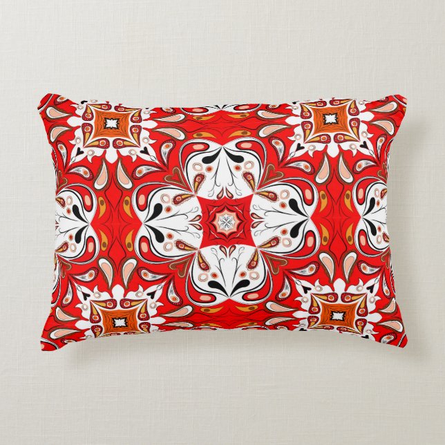 Portuguese Ceramic Tile Pattern Accent Pillow (Front)