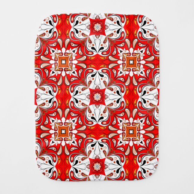 Portuguese Ceramic Tile Pattern Baby Burp Cloth (Front)