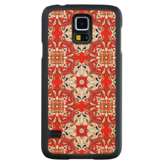 Portuguese Ceramic Tile Pattern Carved Maple Galaxy S5 Slim Case (Back)