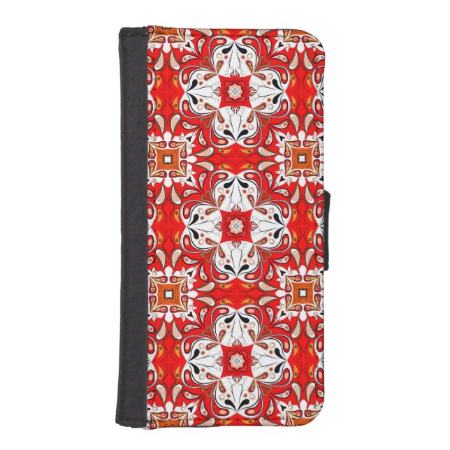 Portuguese Ceramic Tile Pattern iPhone Wallet Case (Front)