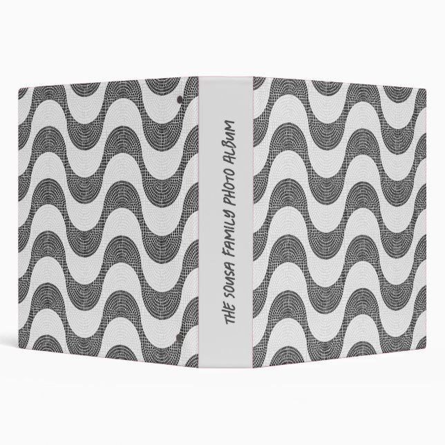 Portuguese cobblestone black and white waves  3 ring binder (Background)
