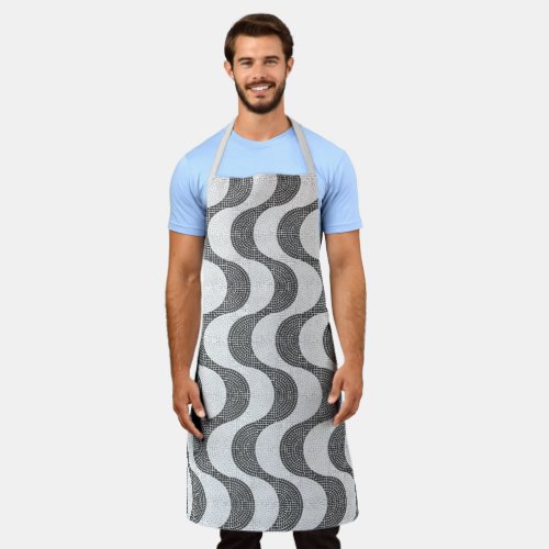 Portuguese cobblestone black and white waves  apron