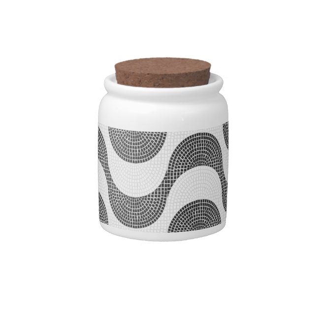 Portuguese cobblestone black and white waves  candy jar (Front)