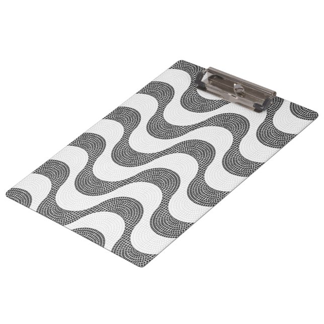 Portuguese cobblestone black and white waves  clipboard (Angled)