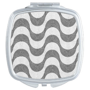 Portuguese cobblestone black and white waves  compact mirror