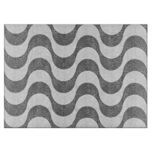Portuguese cobblestone black and white waves cutting board