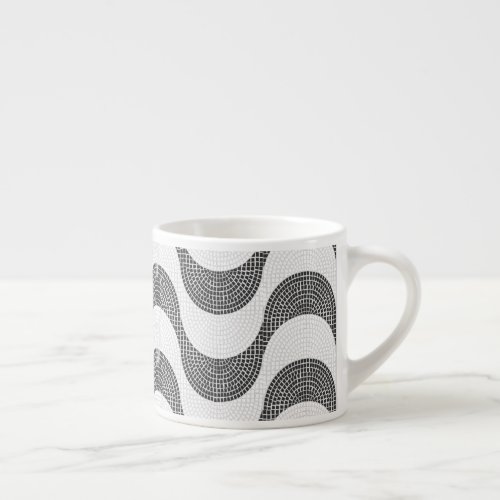 Portuguese cobblestone black and white waves  espresso cup
