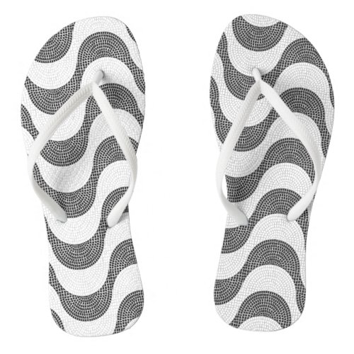 Portuguese cobblestone black and white waves  flip flops