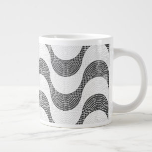 Portuguese cobblestone black and white waves  giant coffee mug