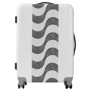 Portuguese cobblestone black and white waves luggage