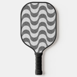 Portuguese cobblestone black and white waves  pickleball paddle