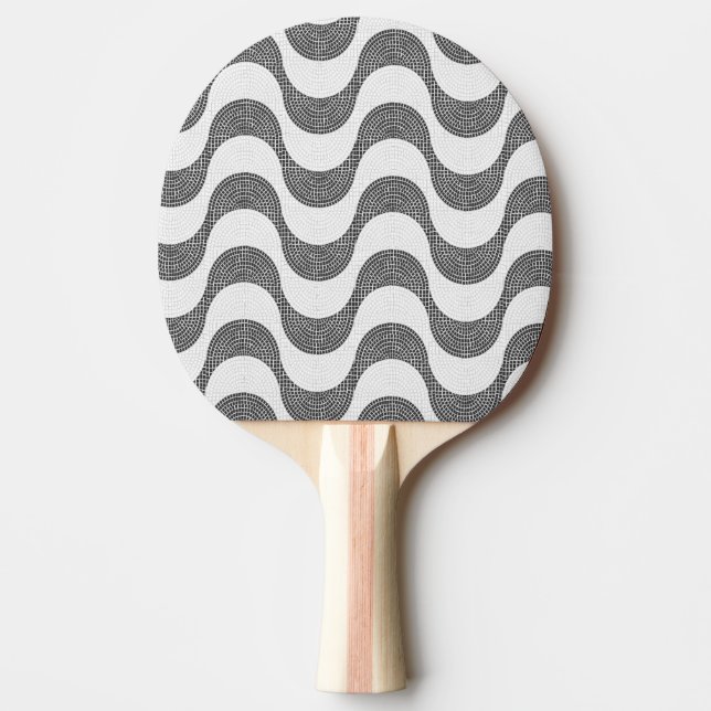 Portuguese cobblestone black and white waves  ping pong paddle (Front)
