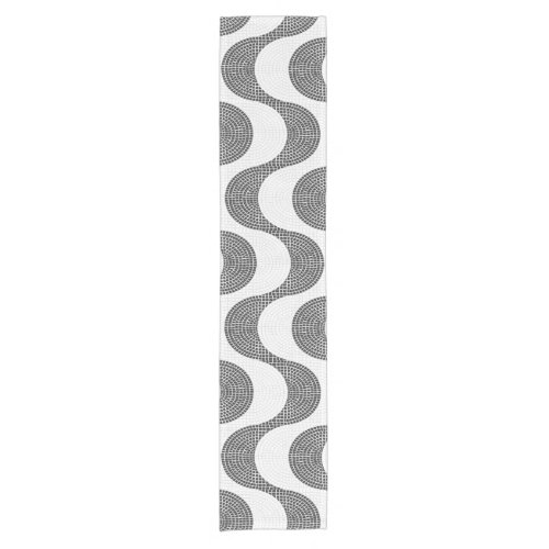 Portuguese cobblestone black and white waves  short table runner