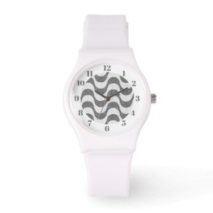 Portuguese cobblestone black and white waves watch