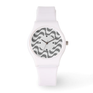 Portuguese cobblestone black and white waves watch