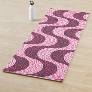 Portuguese cobblestone pavement waves in pink yoga mat