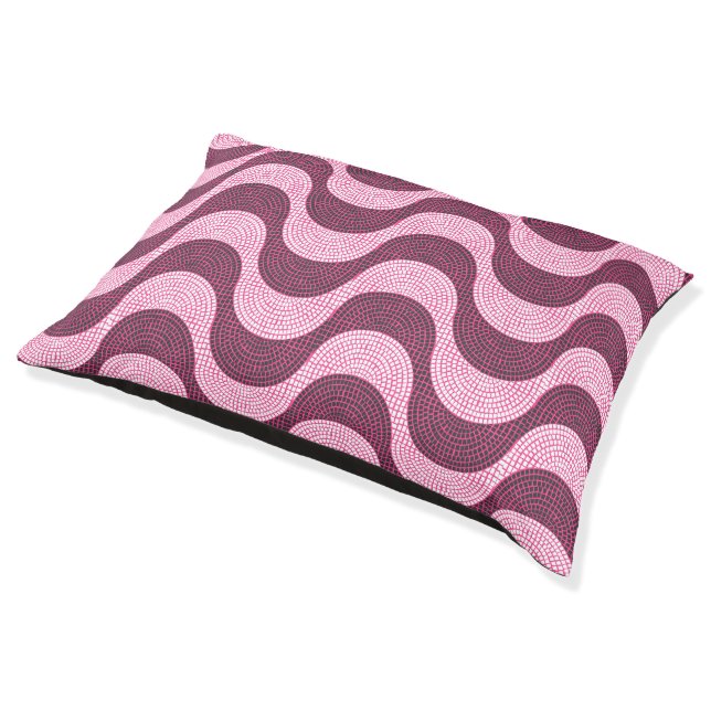 Portuguese cobblestone pink waves  pet bed (Angled)