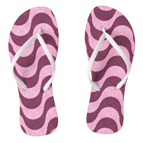 Portuguese cobblestone waves in modern pink flip flops